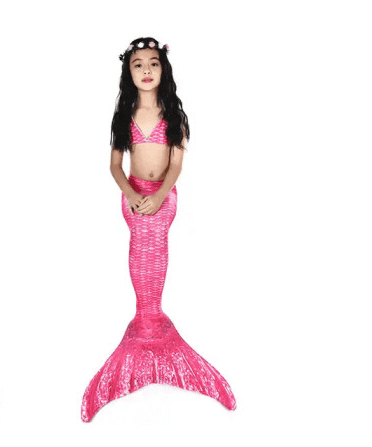 Swimsuit-4 Pcs Girls Mermaid Tails Pink -Beach Wear For Girls